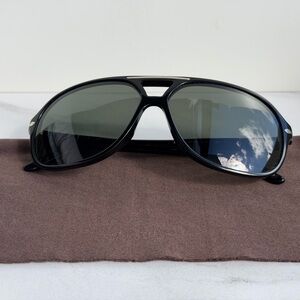 Persol Glossy Black Aviator Sunglasses